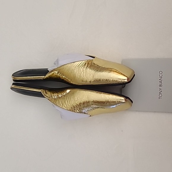 NIB Tony Bianco Harry Flat Gold Flat Mules Size 8 - Picture 3 of 7